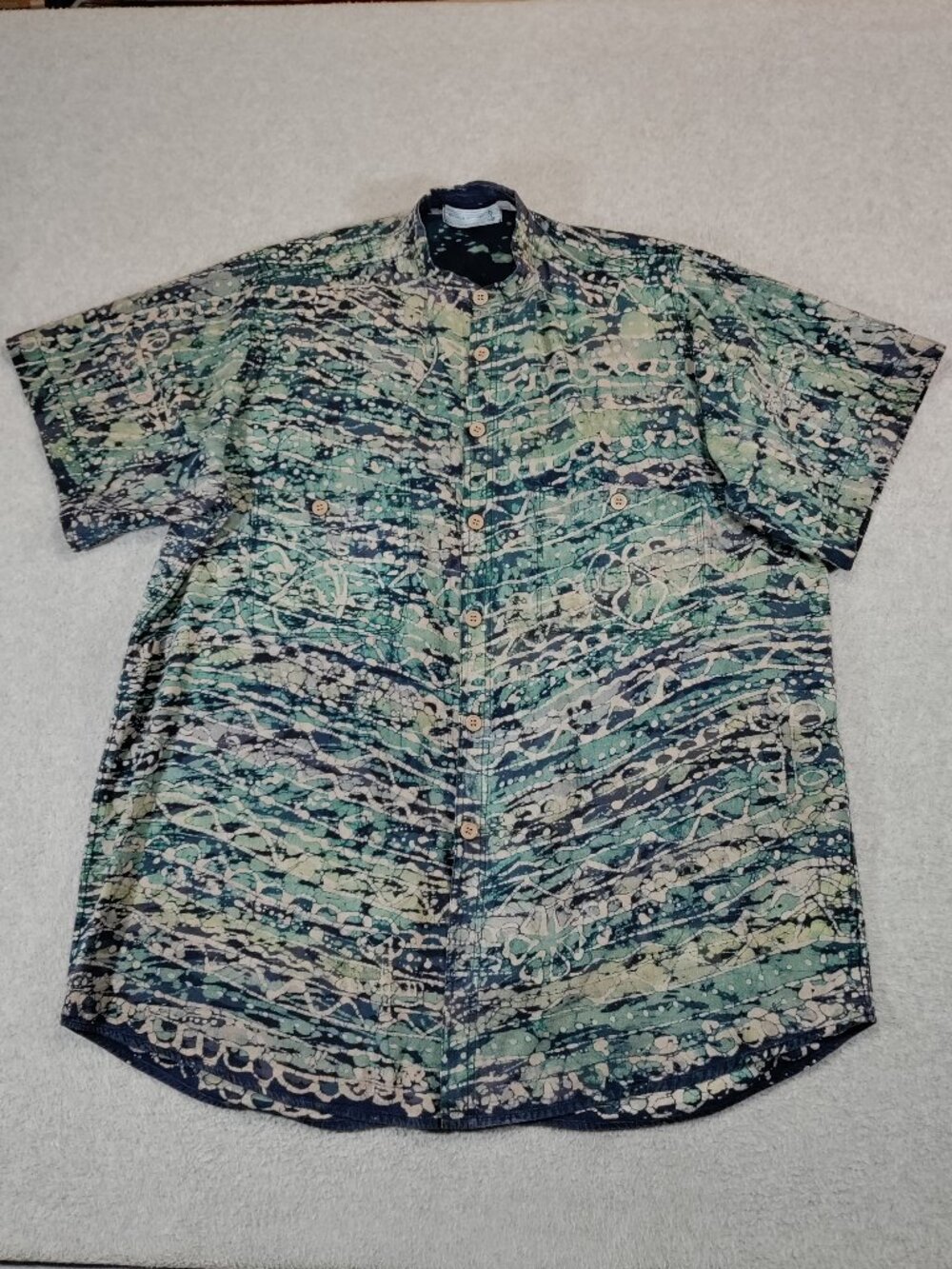 Nnamdi Ibenagu Mens Small Shirt African Batik Tie Dye Cotton Nigeria